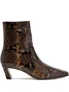 Stuart Weitzman Stassi 50 Snake-effect Leather Ankle Boots In Animal Print