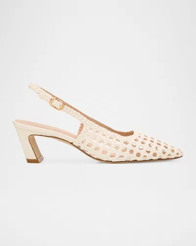 STUART WEITZMAN 50MM STASSI WOVEN LEATHER SLINGBACK PUMPS