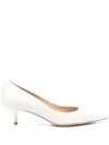 Stuart Weitzman Eva Leather Kitten-heel Pumps In White