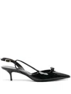 Stuart Weitzman Tully Black Slingback Pumps With Bow Detail In Leather Woman In Black
