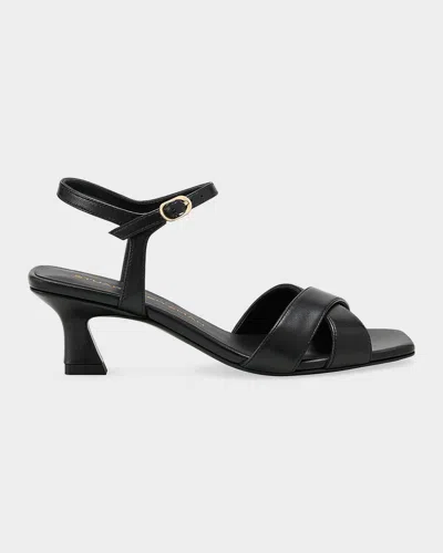 Stuart Weitzman 50mm Vinnie Leather Sandals In Black