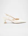 Stuart Weitzman Ivory Vinnie 50 Polished Leather Slingback In Neutral