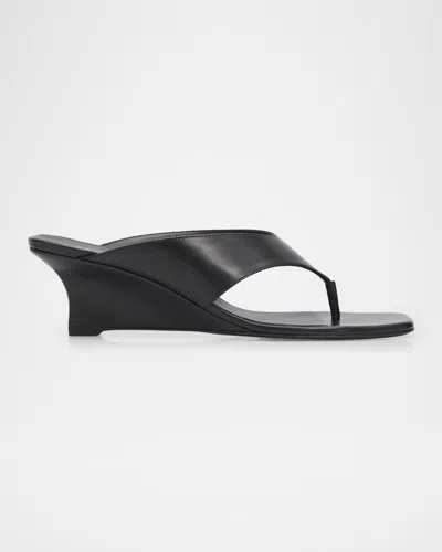 Stuart Weitzman 50mm Vinnie Leather Thong Sandals In Black