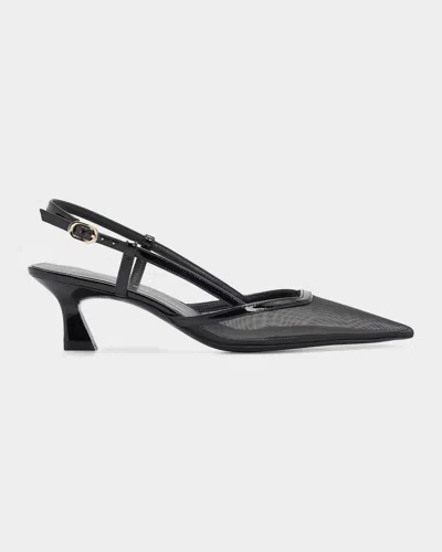 Stuart Weitzman 50mm Vinnie Mesh Slingback Pumps In Black