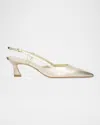 Stuart Weitzman 50mm Vinnie Metallic Leather Slingback Pumps In Multi