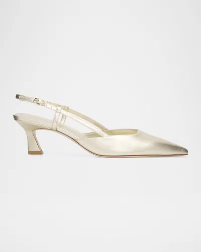 Stuart Weitzman 50mm Vinnie Metallic Leather Slingback Pumps In Multi