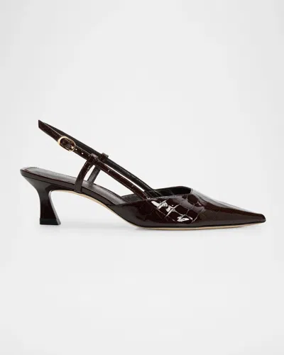 Stuart Weitzman 50mm Vinnie Patent Leather Slingback Pumps In Burgundy