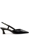 Stuart Weitzman 'winnie' Black Slingback Pumps Wirh Medium Heel In Black