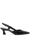 Stuart Weitzman Vinnie 50 Slingback Womens Solid Leather Slingback Heels In Black