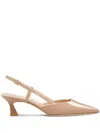 Stuart Weitzman Vinnie Patent Kitten Slingback Pumps In Beige
