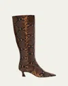 Stuart Weitzman 50mm Vinnie Snake-printed Leather Knee-high Boots In Multi
