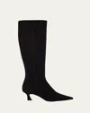 Stuart Weitzman 50mm Vinnie Suede Knee-high Boots In Black