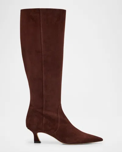 Stuart Weitzman 50mm Vinnie Suede Knee-high Boots In Brown