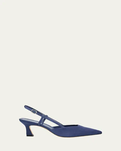 Stuart Weitzman 50mm Vinnie Suede Slingback Pumps In Blue