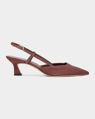 Stuart Weitzman 50mm Vinnie Suede Slingback Pumps In Burgundy