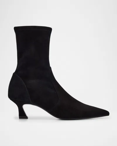 Stuart Weitzman 50mm Vinnie Suede Stretch Booties In Animal Print