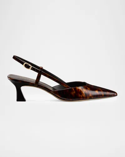 Stuart Weitzman 50mm Vinnie Tortoiseshell Slingback Pumps In Brown