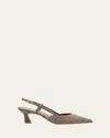Stuart Weitzman 50mm Vinnie Twill Slingback Pumps In Brown