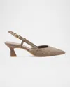 Stuart Weitzman 50mm Vinnie Twill Slingback Pumps In Brown