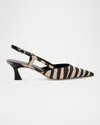 Stuart Weitzman 50mm Vinnie Zebra Moire Slingback Pumps In Multi