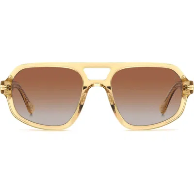 Stuart Weitzman 54mm Gradient Rectangular Aviator Sunglasses In Yellow/brown Sf