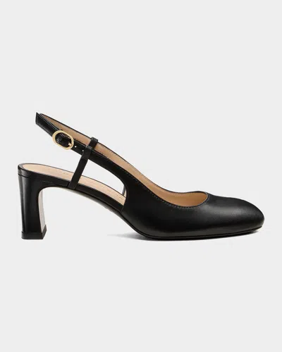 Stuart Weitzman 60mm Babette Leather Slingback Pumps In Black