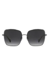 Stuart Weitzman 60mm Crystal Gradient Rectangular Sunglasses In Dark Ruthenium/dark Grey Sf