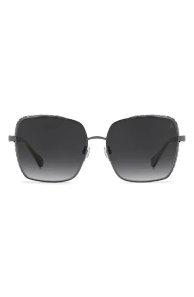 Stuart Weitzman 60mm Crystal Gradient Rectangular Sunglasses In Dark Ruthenium/dark Grey Sf