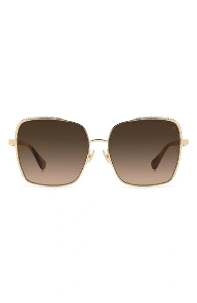 Stuart Weitzman 60mm Crystal Gradient Rectangular Sunglasses In Gold/brown Sf