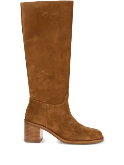 STUART WEITZMAN 60MM FINN SUEDE-LEATHER BLOCK-HEEL BOOTS