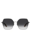 Stuart Weitzman 60mm Gradient Square Sunglasses In Black