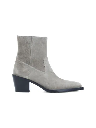 Stuart Weitzman 60mm Suede Pointed-toe Heeled Cowboy Boots In Gray