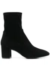 Stuart Weitzman Yuliana 60 Suede Leather Ankle Boot In Black