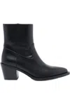 Stuart Weitzman Leather Block Heel Ankle Boots With Pointed Toe