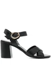Stuart Weitzman Benni Leather Crisscross Ankle-strap Sandals In Black