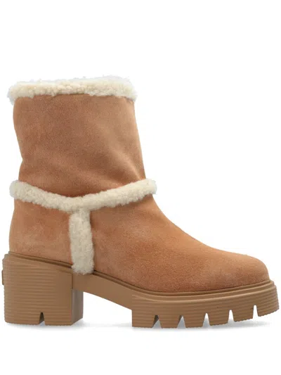 Stuart Weitzman Logo Short Boots In Brown