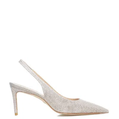 Stuart Weitzman 75 Leather Slingbacks In Gray