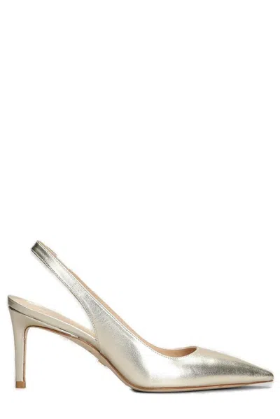 Stuart Weitzman 75 Pointed Toe Slingback Pumps In Gold