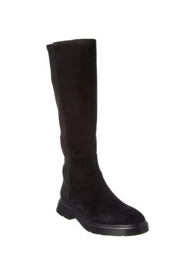 Pre-owned Stuart Weitzman $750 Mckenzee Ttk Suede/stretch Back Knee-high Flat Boot Black