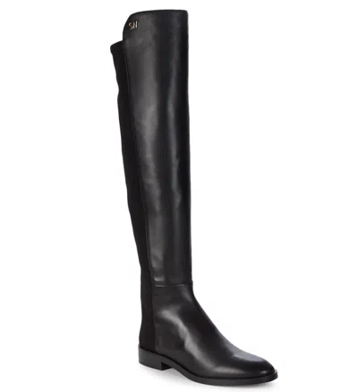 Pre-owned Stuart Weitzman $750  Keelan Women Black Leather Just-over-the-knee Boots W/logo