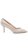 Stuart Weitzman 75mm Glitter Pointed-toe Pumps In White
