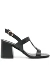 Stuart Weitzman Square-headed High-heeled Sandals In Black