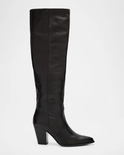Stuart Weitzman 75mm Jolene Leather Knee-high Boots In Black