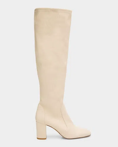 Stuart Weitzman 75mm Lucie Leather Knee-high Boots In Neutral