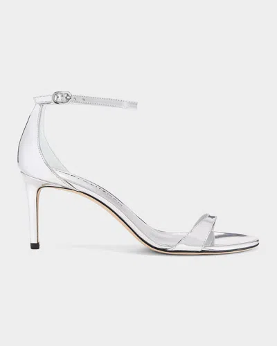 Stuart Weitzman 75mm Nudist Ii Metallic Leather Ankle-strap Sandals In Multi