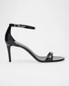 Stuart Weitzman 75mm Nudist Ii Patent Leather Sandals In Black