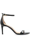 Stuart Weitzman Heel Buckle Open Toe Sandals In Schwarz
