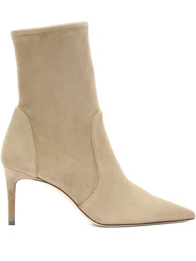 Stuart Weitzman 75mm Pointed-toe Sock Boots In Neutral