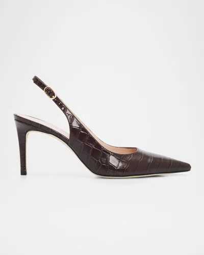 Stuart Weitzman 75mm Stuart Power Croc-embossed Leather Slingback Pumps In Multi