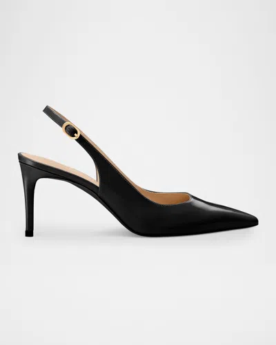 Stuart Weitzman 75mm Stuart Power Patent Leather Slingback Pumps In Black